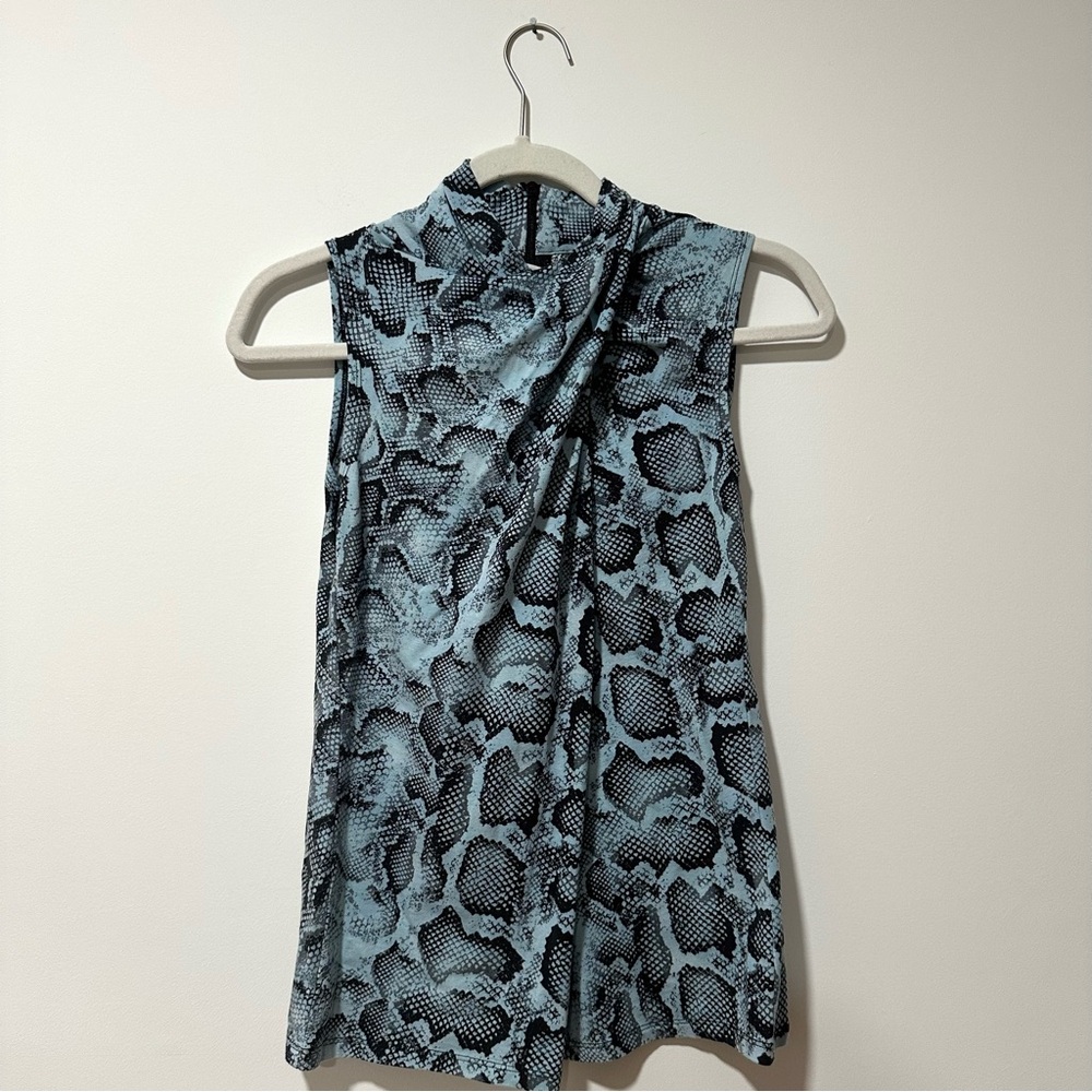 Elie Tahari Blue Snakeskin Sleeveless Top